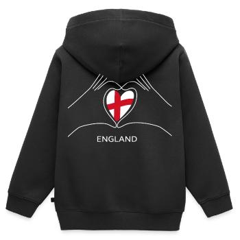 Cœur anglais avec éventail de drapeau anglais - Sweat Premium à capuche zippé enfant bio - noir - Dos - AI Model Kid Male (0cm)