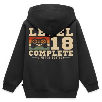 18th Anniversary Level 18 Complete - Kids Premium Organic Zip-up Hoodie - black - Back - AI Model Kid Male (0cm)
