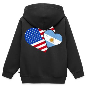 Argentina America Argentine American USA - Kids Premium Organic Zip-up Hoodie - black - Back - AI Model Kid Male (0cm)
