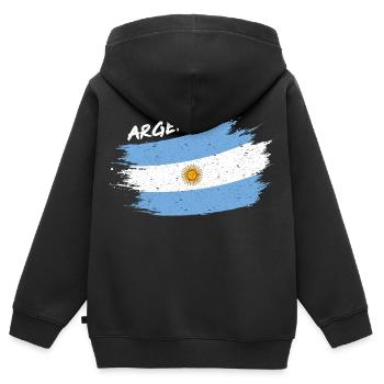Argentina Argentinien Argentinische Flagge Brush - Kinder Premium Organic Zip Hoodie - Schwarz - Hinten - AI Model Kid Male (0cm)