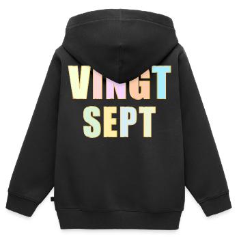 27e anniversaire - Vingt-Sept - Sweat Premium à capuche zippé enfant bio - noir - Dos - AI Model Kid Male (0cm)