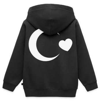 Drapeau de la Dinde en Croissant de Lune (J’adore la Dinde, Blanc) - Sweat Premium à capuche zippé enfant bio - noir - Dos - AI Model Kid Male (0cm)