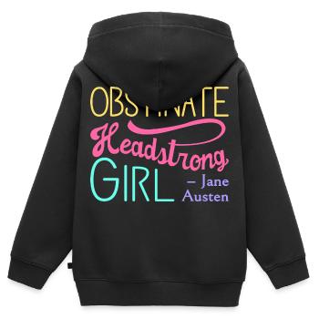 Pride and Prejudice Quote II - Bright Colors - Kids Premium Organic Zip-up Hoodie - black - Back - AI Model Kid Male (0cm)