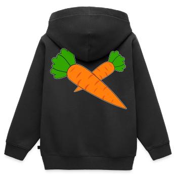 Möhren - Kinder Premium Organic Zip Hoodie - Schwarz - Hinten - AI Model Kid Male (0cm)
