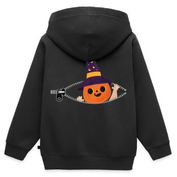 Pumpkin Witch Starry Night - Kids Premium Organic Zip-up Hoodie - black - Back - AI Model Kid Male (0cm)