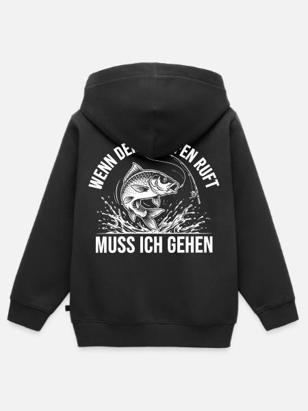 Karpfen Angeln - Kinder Premium Organic Zip Hoodie - Schwarz