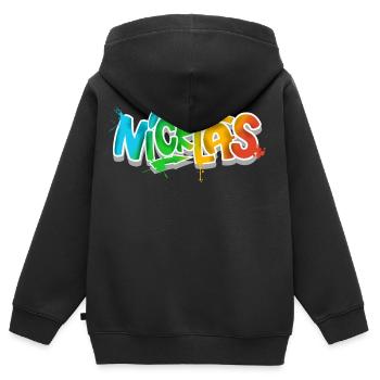 Nicklas - Sweat Premium à capuche zippé enfant bio - noir - Dos - AI Model Kid Male (0cm)