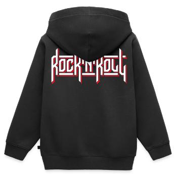 Logo de typographie personnalisée Rock’N’Roll - Sweat Premium à capuche zippé enfant bio - noir - Dos - AI Model Kid Male (0cm)