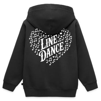 Motif de notes de cœur LineDance - Sweat Premium à capuche zippé enfant bio - noir - Dos - AI Model Kid Male (0cm)