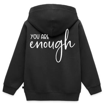 Vous êtes assez - Sweat Premium à capuche zippé enfant bio - noir - Dos - AI Model Kid Male (0cm)