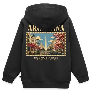 Argentinien Buenos Aires Retroreise - Kinder Premium Organic Zip Hoodie - Schwarz - Hinten - AI Model Kid Male (0cm)