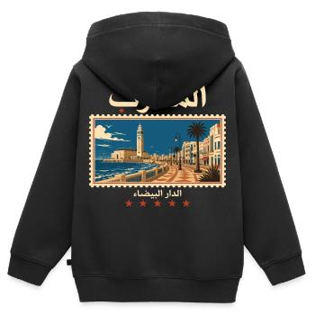 Marokko Casablanca Vintage Reise - Kinder Premium Organic Zip Hoodie - Schwarz - Hinten - AI Model Kid Male (0cm)