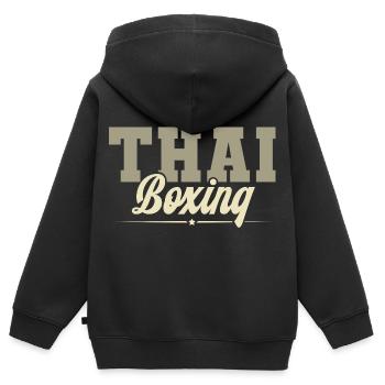Thai Boxing - Kinder Premium Organic Zip Hoodie - Schwarz - Hinten - AI Model Kid Male (0cm)