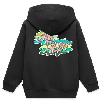 San Diego - Sweat Premium à capuche zippé enfant bio - noir - Dos - AI Model Kid Male (0cm)