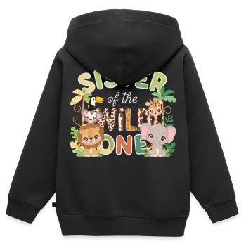 Sœur du Sauvage Amis de la Jungle - Sweat Premium à capuche zippé enfant bio - noir - Dos - AI Model Kid Male (0cm)