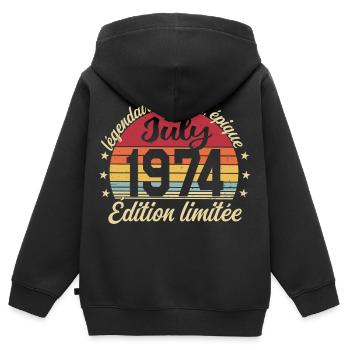 Birthday July 1974 Vintage Gift - Kids Premium Organic Zip-up Hoodie - black - Back - AI Model Kid Male (0cm)