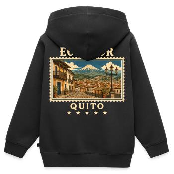 Ecuador Quito Vintage Reisemarke - Kinder Premium Organic Zip Hoodie - Schwarz - Hinten - AI Model Kid Male (0cm)
