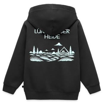 Lüneburger Heide - Kinder Premium Organic Zip Hoodie - Schwarz - Hinten - AI Model Kid Male (0cm)
