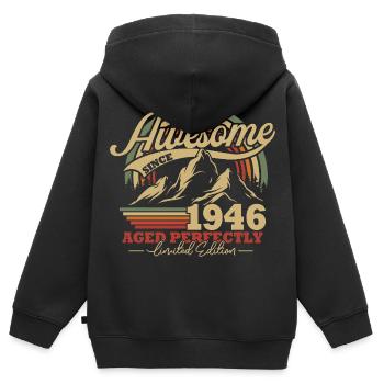 1946 Vintage Jahrgang Geburtstag Retro - Kinder Premium Organic Zip Hoodie - Schwarz - Hinten - AI Model Kid Male (0cm)
