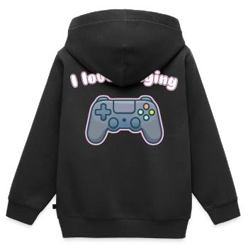 J’adore jouer - Conception de manettes de jeu - Sweat Premium à capuche zippé enfant bio - noir - Dos - AI Model Kid Male (0cm)
