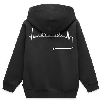 Elektroauto Liebe mit Herzschlag Elektroautos - Kinder Premium Organic Zip Hoodie - Schwarz - Hinten - AI Model Kid Male (0cm)