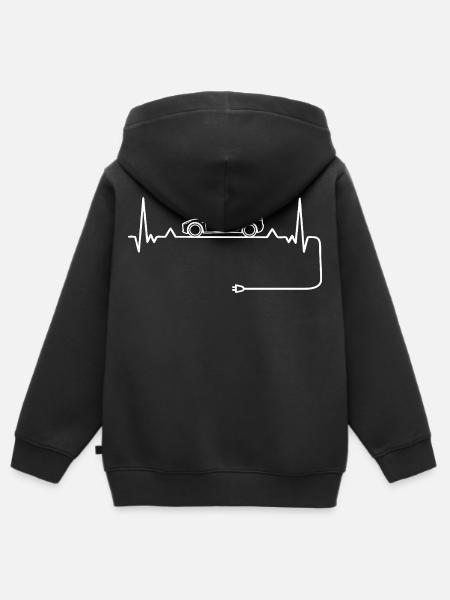 Elektroauto Liebe mit Herzschlag Elektroautos - Kinder Premium Organic Zip Hoodie - Schwarz