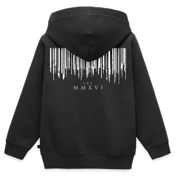 Barcode Tropfen White Est. MMXVI - Kinder Premium Organic Zip Hoodie - Schwarz - Hinten - AI Model Kid Male (0cm)