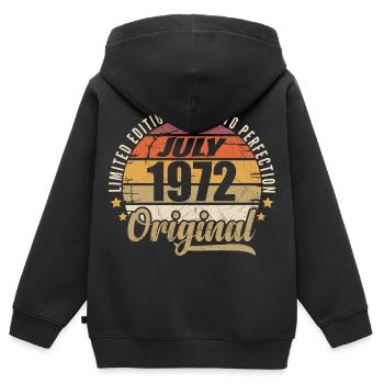 Anniversaire Mythique 1972 Cadeau Vintage 1972 - Sweat Premium à capuche zippé enfant bio - noir - Dos - AI Model Kid Male (0cm)