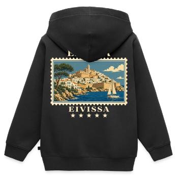 Spanien Eivissa Vintage Reisemarke - Kinder Premium Organic Zip Hoodie - Schwarz - Hinten - AI Model Kid Male (0cm)