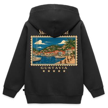 Saint-Barthélemy Gustavia Vintage Reisemarke - Kinder Premium Organic Zip Hoodie - Schwarz - Hinten - AI Model Kid Male (0cm)