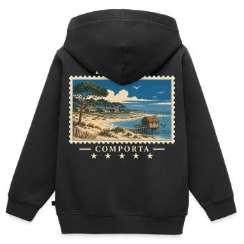 Portugal Comporta Vintage Reisemarke - Kinder Premium Organic Zip Hoodie - Schwarz - Hinten - AI Model Kid Male (0cm)