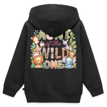 Aunt of the Wild One - Kids Premium Organic Zip-up Hoodie - black - Back - AI Model Kid Male (0cm)