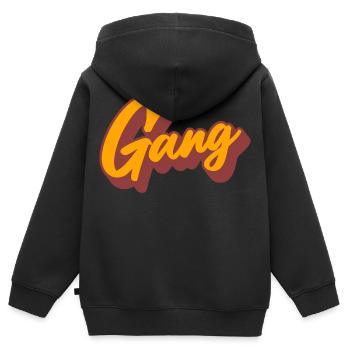 Gang - Kinder Premium Organic Zip Hoodie - Schwarz - Hinten - AI Model Kid Male (0cm)