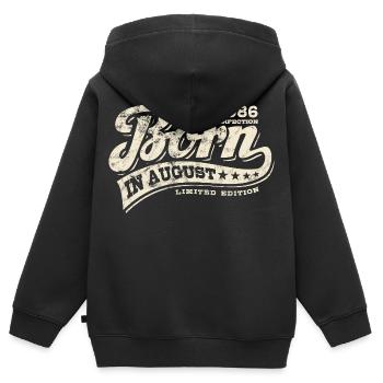 Né en août 1986 - Anniversaire - Cadeau - Sweat Premium à capuche zippé enfant bio - noir - Dos - AI Model Kid Male (0cm)