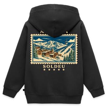 Andorra Soldeu Vintage Reisemarke - Kinder Premium Organic Zip Hoodie - Schwarz - Hinten - AI Model Kid Male (0cm)