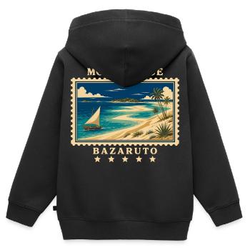 Mosambik Bazaruto Vintage Reisemarke - Kinder Premium Organic Zip Hoodie - Schwarz - Hinten - AI Model Kid Male (0cm)
