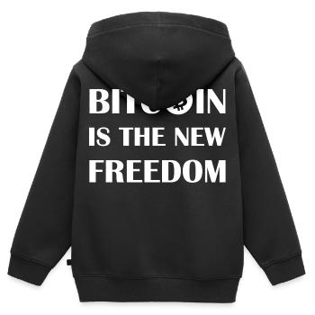 Bitcoin ist die neue Freiheit - Kinder Premium Organic Zip Hoodie - Schwarz - Hinten - AI Model Kid Male (0cm)