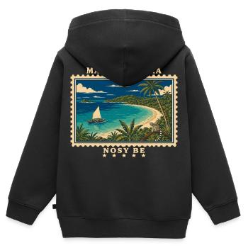 Madagaskar Nosy Be Vintage Reisemarke - Kinder Premium Organic Zip Hoodie - Schwarz - Hinten - AI Model Kid Male (0cm)