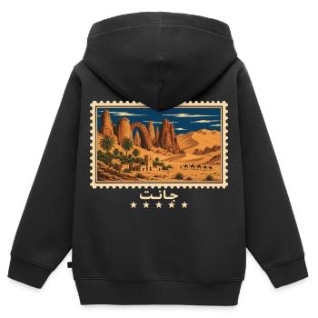 Algerien Djanet Vintage Reisemarke - Kinder Premium Organic Zip Hoodie - Schwarz - Hinten - AI Model Kid Male (0cm)