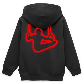 Turner Gymnastik Ringeturnen Ringe Turnen Kinder - Kinder Premium Organic Zip Hoodie - Schwarz - Hinten - AI Model Kid Male (0cm)