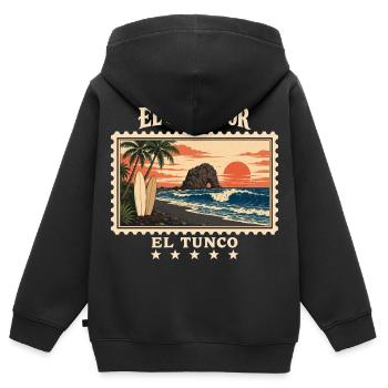 El Salvador El Tunco Vintage Reisemarke - Kinder Premium Organic Zip Hoodie - Schwarz - Hinten - AI Model Kid Male (0cm)