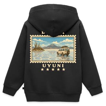 Bolivien Uyuni Vintage Reisemarke - Kinder Premium Organic Zip Hoodie - Schwarz - Hinten - AI Model Kid Male (0cm)