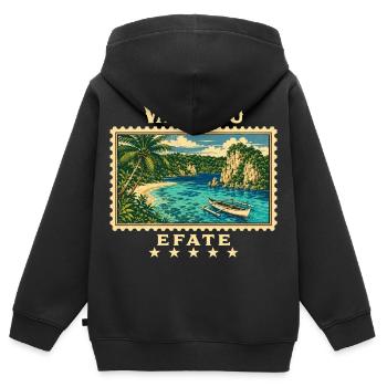 Vanuatu Efate Vintage Reisemarke - Kinder Premium Organic Zip Hoodie - Schwarz - Hinten - AI Model Kid Male (0cm)
