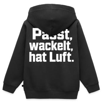 Passt wackelt hat Luft Spruch Handwerker Humor - Kinder Premium Organic Zip Hoodie - Schwarz - Hinten - AI Model Kid Male (0cm)