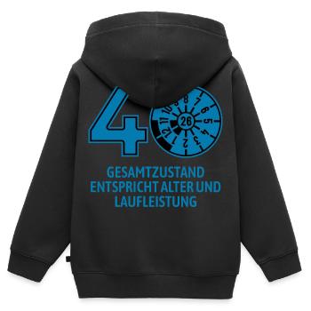 HU August 2026 - 40 Jahre - Geburtstag Geschenk - Kinder Premium Organic Zip Hoodie - Schwarz - Hinten - AI Model Kid Male (0cm)