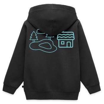 Waldsee-Häuschen Silhouetten - Kinder Premium Organic Zip Hoodie - Schwarz - Hinten - AI Model Kid Male (0cm)