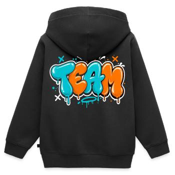 Team - Kinder Premium Organic Zip Hoodie - Schwarz - Hinten - AI Model Kid Male (0cm)