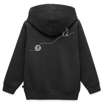 Cat Wool Knitting Crochet Line Art Yarn Ball - Kids Premium Organic Zip-up Hoodie - black - Back - AI Model Kid Male (0cm)