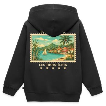 Martinique Les Trois-Îlets Vintage Reisemarke - Kinder Premium Organic Zip Hoodie - Schwarz - Hinten - AI Model Kid Male (0cm)
