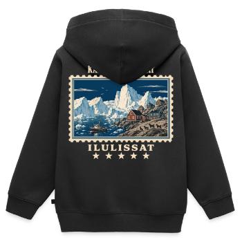 Grönland Ilulissat Vintage Reisemarke - Kinder Premium Organic Zip Hoodie - Schwarz - Hinten - AI Model Kid Male (0cm)